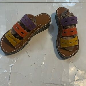 90s Colorblock 80’s VTG Sandals Clogs Mules EU37 6.5 US Casual